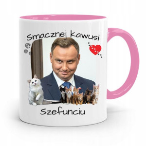 Kubek Różowy Prezydenta Andrzej Duda Pis