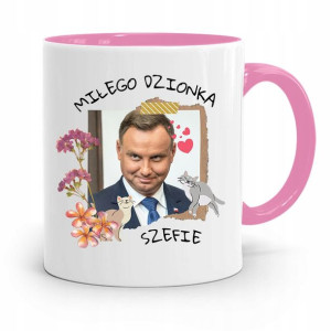 Kubek Różowy Prezydenta Andrzej Duda Pis