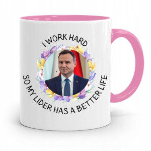 Kubek Różowy Prezydenta Andrzej Duda Pis