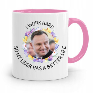 Kubek Różowy Prezydenta Andrzej Duda Pis