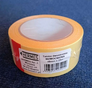 Taśma dwustronna WZMOCNIONA 48mm x 25m Hermes