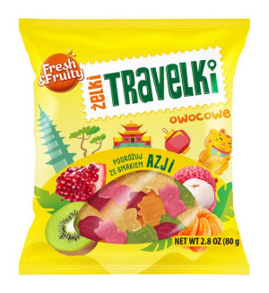 Żelki Travelki smaki Azji Fresh&Fruity 80g