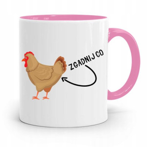 Kubek Różowy Śmieszny Zabawny Zgadnij Co! Jajco