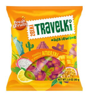 Żelki Travelki smaki Ameryki Fresh&Fruity Wawel 80g