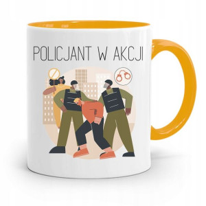 Kubek Żólty Dla Policjanta Policjantki W Akcji