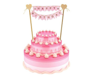 TOPPER na tort „Happy Birthday” 25 cm różowy