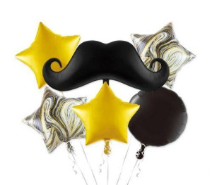 Balony foliowe zestaw Urodzinowy Wąsy, 7 el.