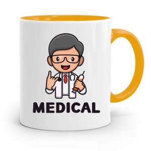Kubek Żółty Dla Doktora Lekarz Doktor Medical