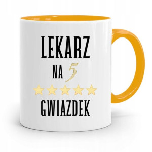 Kubek Żółty Dla Doktora Lekarz Na Pięć Gwiazdek