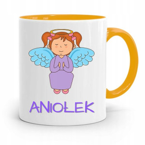 Kubek Żółty Dla Dzieci Mały Aniołek +imię