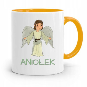 Kubek Żółty Dla Dzieci Mały Aniołek +imię
