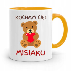 Kubek Żółty Dla Dziewczyny Kocham Cię Misiaku