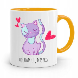 Kubek Żółty Dla Dziewczyny Kocham Cię Myszko