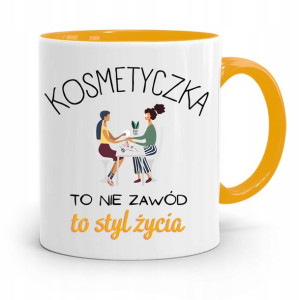 Kubek Żółty Dla Kosmetyczki To Styl Życia Prezent
