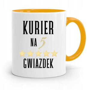 Kubek Żółty Dla Kuriera Na Pięć Gwiazdek Prezent