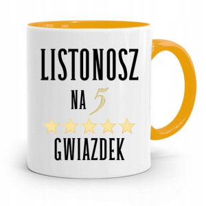 Kubek Żółty Dla Listonosza Na 5 Gwiazdek Prezent