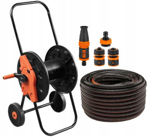 Neo Wąż Ogrodowy 1/2 X 50m 6-warstw +złączki+wózek