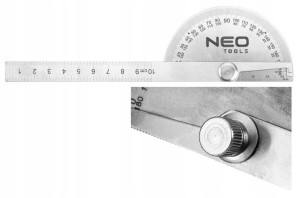 NEO Kątomierz z linijką 100mm stal nierdzewna