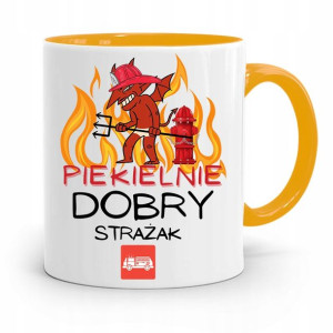 Kubek Żółty Dla Strażaka Piekielnie Dobry Strażak