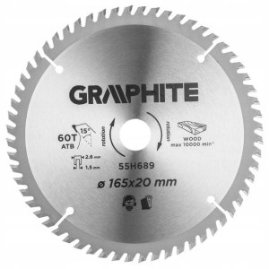 GRAPHITE Tarcza 165 x 1.5 x 2.6 x 20mm 60T 55H689