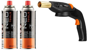 NEO TOOLS Palnik gazowy nakręcany + NABOJE ZESTAW