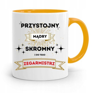 Kubek Żółty Dla Zegarmistrza Przystojny Mądry