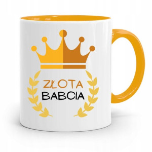 Kubek Żółty Dzień Babci Złota Babcia Prezent