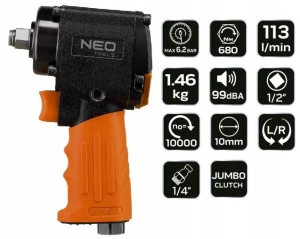NEO Klucz udarowy pneumat 1/2' 680Nm krótki 14-006