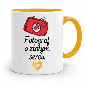 Kubek Żółty Fotografa O Złotym Sercu Prezent