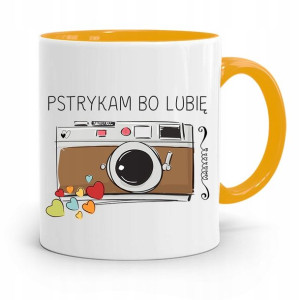Kubek Żółty Fotografa Pstrykam Bo Lubię Prezent