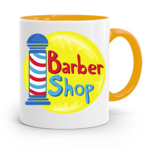 Kubek Żółty Fryzjera Fryzjerki Barber Shop Prezent