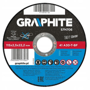Graphite Tarcza Tnąca Metal 115x2,5x22,2mm 57h706