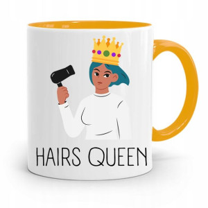 Kubek Żółty Fryzjerki Fryzjera Hairs Queen Prezent