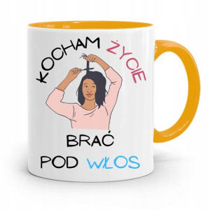 Kubek Żółty Fryzjerki Kocham Życie Brać Pod Włos