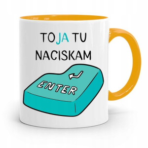 Kubek Żółty Informatyka Programisty Naciskam Enter