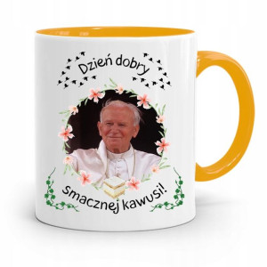 Kubek Żółty Jan Paweł Ii Papież Papaj Dzień Dobry