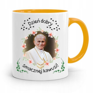 Kubek Żółty Jan Paweł Ii Papież Papaj Dzień Dobry