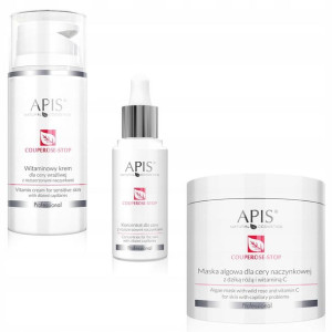 APIS Zestaw Couperose serum krem maska c. wrażliwa