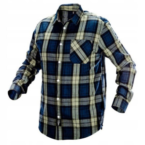 NEO Koszula flanelowa granatowo-oliwkowa 81-541-S