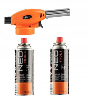 NEO TOOLS Palnik gazowy nakręcany+2 naboje 20-040
