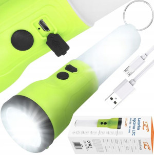 Latarka Mocna Lampka Led 300lm Lekka Aku Usb 2w1