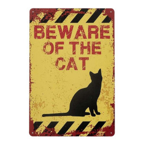 Tabliczka dekoracyjna metalowa BEWARE OF THE CAT 1