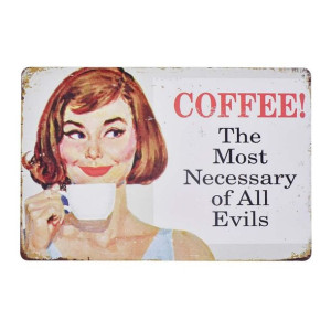 Tabliczka dekoracyjna metalowa COFFEE SENTENCE