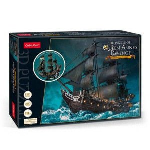 Puzzle 3D Okręt piracki Zemsta Królowej Anny LED 293 el. CubicFun