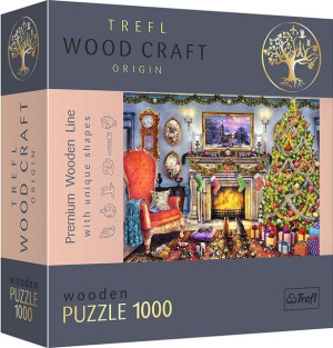 Wood Craft Puzzle Drewniane 1000 elementów Przy świątecznym kominku