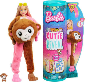 Barbie Cutie Reveal Lalka niespodzianka seria Dżungla Małpka