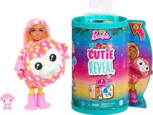 Barbie Chelsea Cutie Reveal Lalka niespodzianka seria Dżungla Małpka