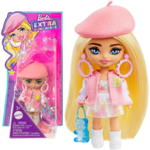 Barbie Extra mała laleczka mini minis różowy beret 8 cm