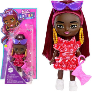 Barbie Extra mała laleczka mini minis fioletowe okulary 8 cm