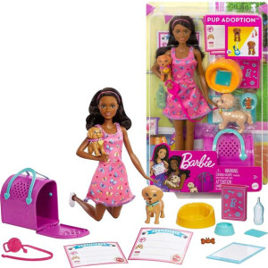 Barbie zestaw lalka Adopcja piesków + akcesoria